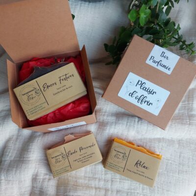 coffret 3 savons naturels parfumés huiles essentielles