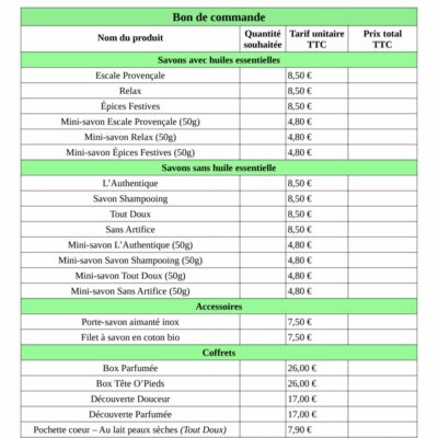 Bon de commande papier